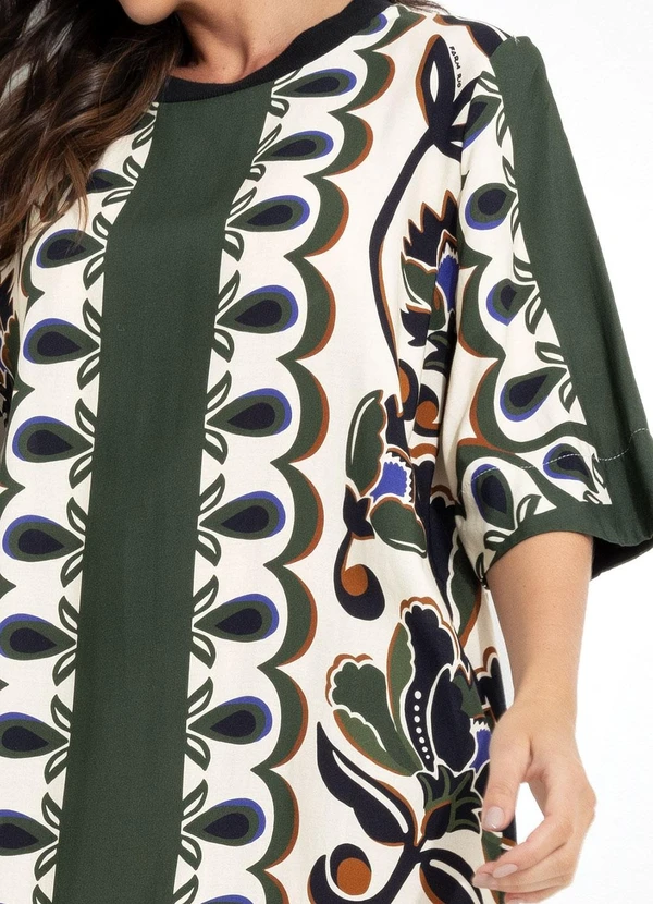 Farm - Vestido T-Shirt Floral Arabesque Verde 7
