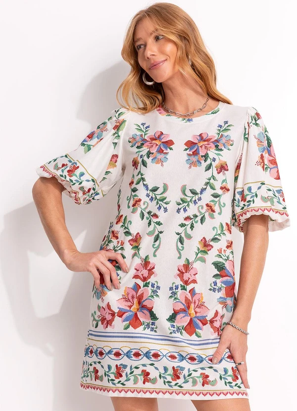 Farm - Vestido T-Shirt Fofa Brisa Bege