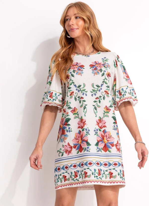 Farm - Vestido T-Shirt Fofa Brisa Bege 5