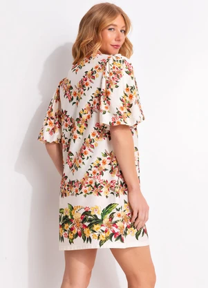 Farm - Vestido T-Shirt Fofa Floral Mali Bege - FARM
