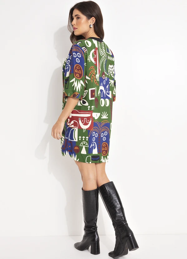 Farm - Vestido T-Shirt Grafico Tropical Verde 4