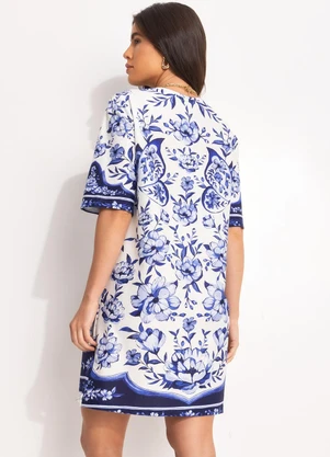 Farm - Vestido T-Shirt Jardim de Porcelana Azul - FARM