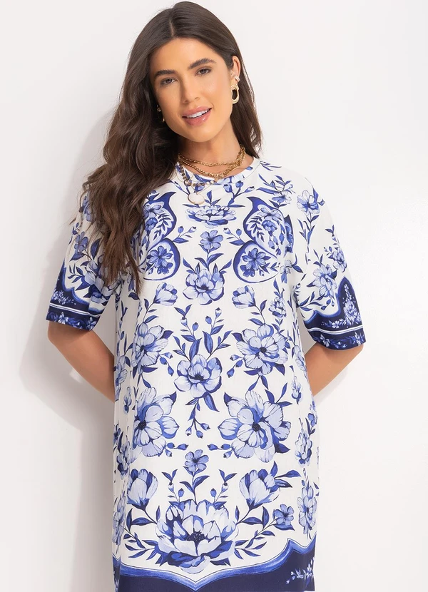 Farm - Vestido T-Shirt Jardim de Porcelana Azul 7