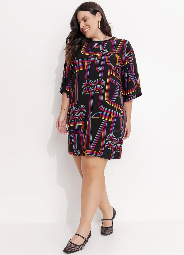 Farm - Vestido T-Shirt Logo Tuca Preto 10