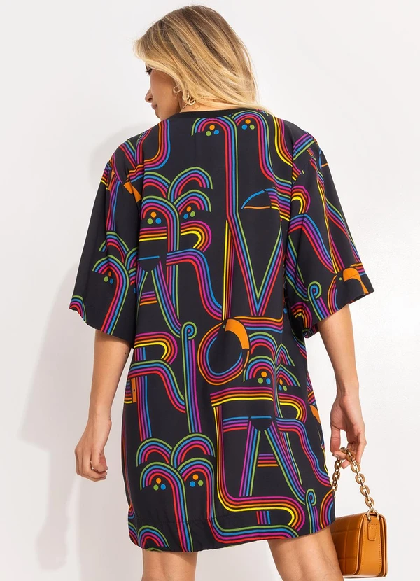 Farm - Vestido T-Shirt Logo Tuca Preto 2