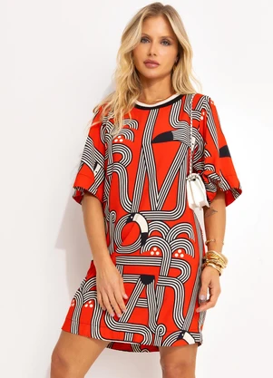 Farm - Vestido T-Shirt Logotuca Vermelho - FARM