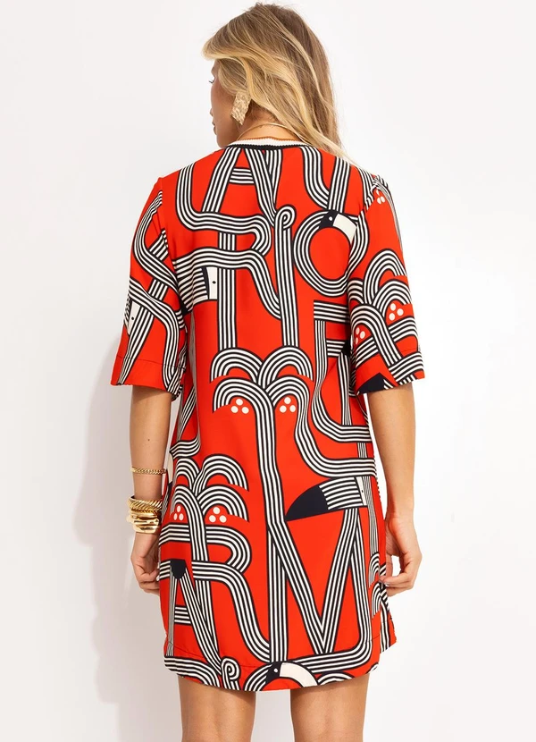 Farm - Vestido T-Shirt Logotuca Vermelho 2