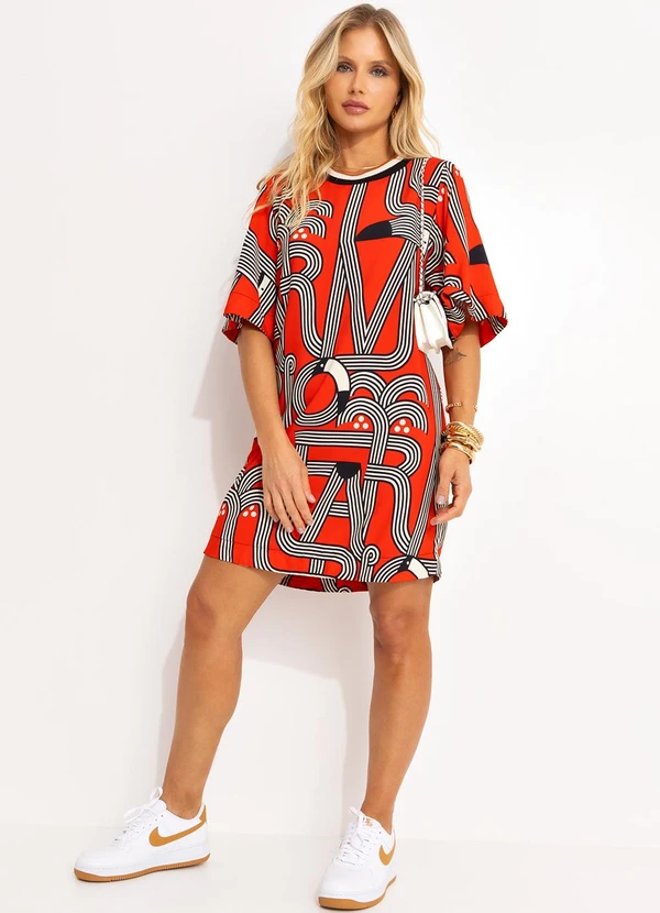 Farm - Vestido T-Shirt Logotuca Vermelho 3