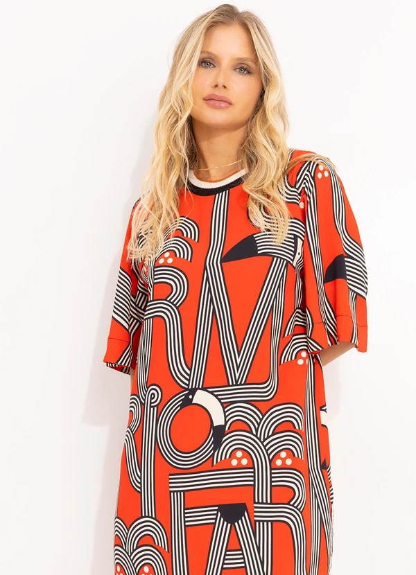 Farm - Vestido T-Shirt Logotuca Vermelho 6