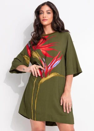 Farm - Vestido T-Shirt Maxi Estrelicia Verde - FARM