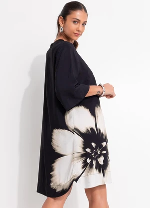 Farm - Vestido T-Shirt Maya Preto - FARM