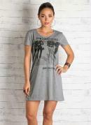 Vestido T-Shirt Mescla com Decote Redondo