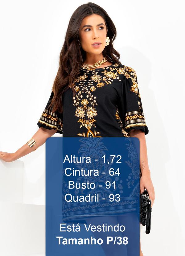 Farm - Vestido T-Shirt Mg Bufante Flora Abacaxi Preto 5