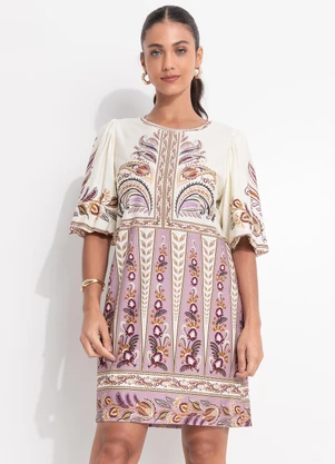 Farm - Vestido T-Shirt Mg Fofa Ananda Bege - FARM