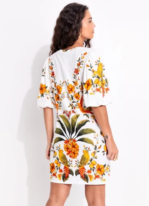 Farm - Vestido T-Shirt Mg Fofa Bosque Chic Off White - FARM