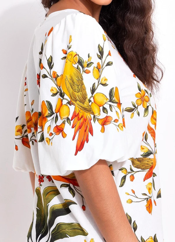 Farm - Vestido T-Shirt Mg Fofa Bosque Chic Off White 10