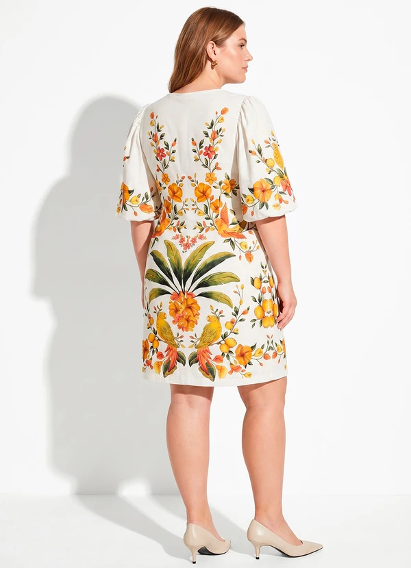 Farm - Vestido T-Shirt Mg Fofa Bosque Chic Off White