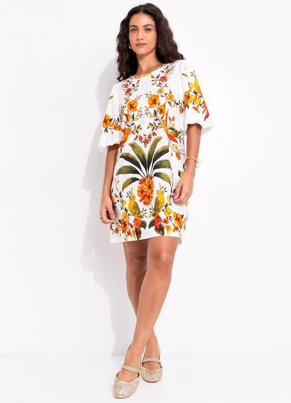 Farm - Vestido T-Shirt Mg Fofa Bosque Chic Off White 3