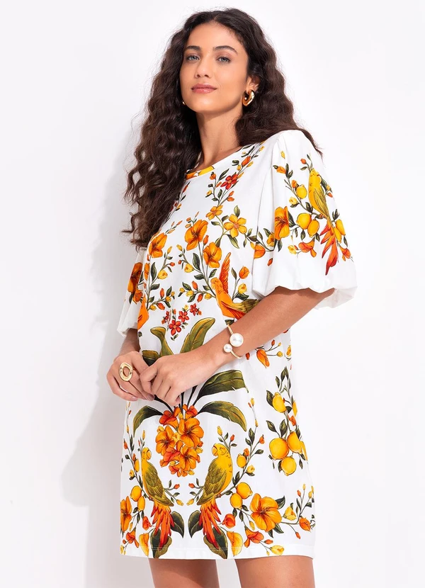 Farm - Vestido T-Shirt Mg Fofa Bosque Chic Off White 7