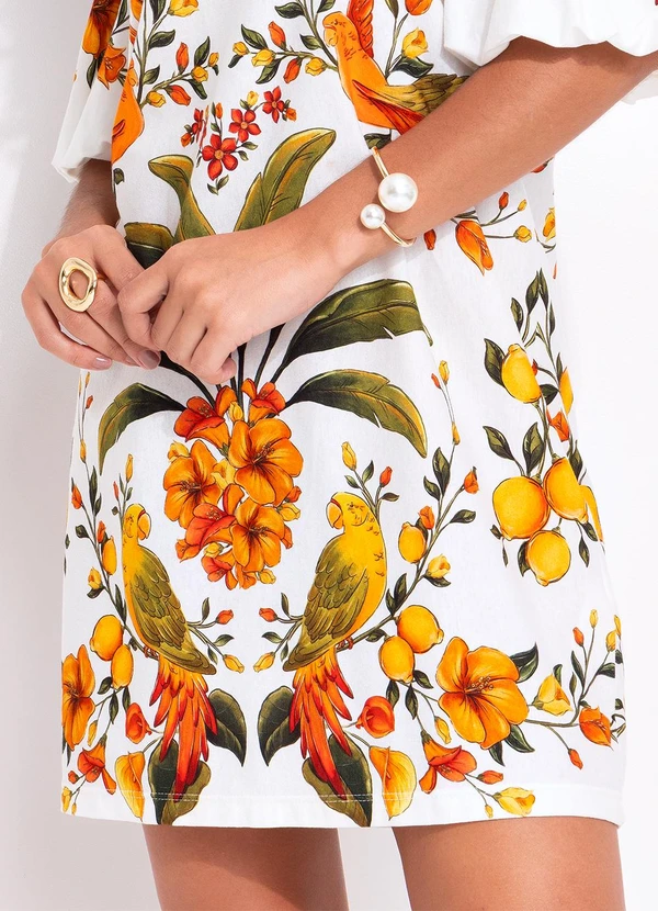 Farm - Vestido T-Shirt Mg Fofa Bosque Chic Off White 9