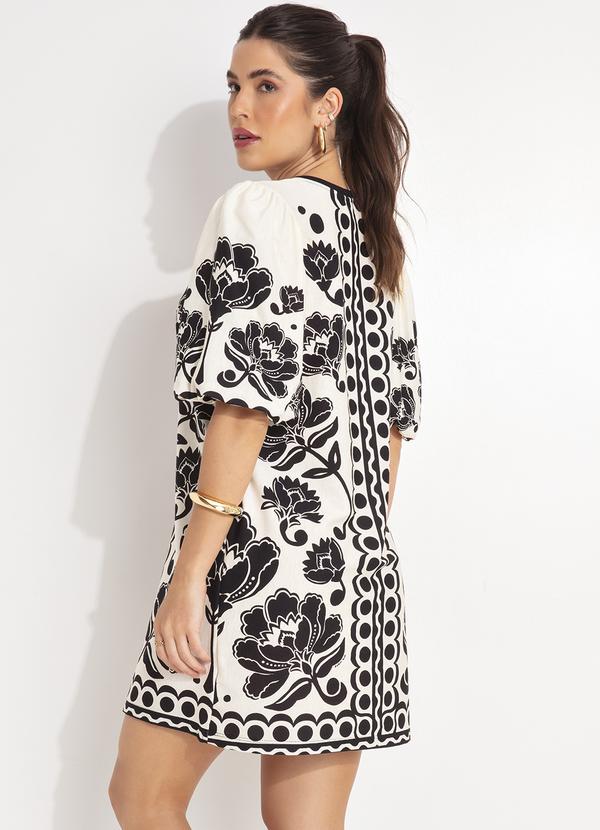 Farm - Vestido T-Shirt Mg Fofa Floral Arabasque Preto 2