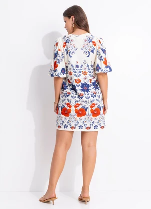 Farm - Vestido T-Shirt Mg Fofa Floral Lina Bege - FARM