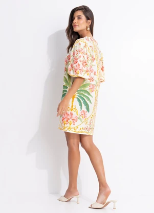 Farm - Vestido T-Shirt Mg Fofa Floral Nusa Bege - FARM