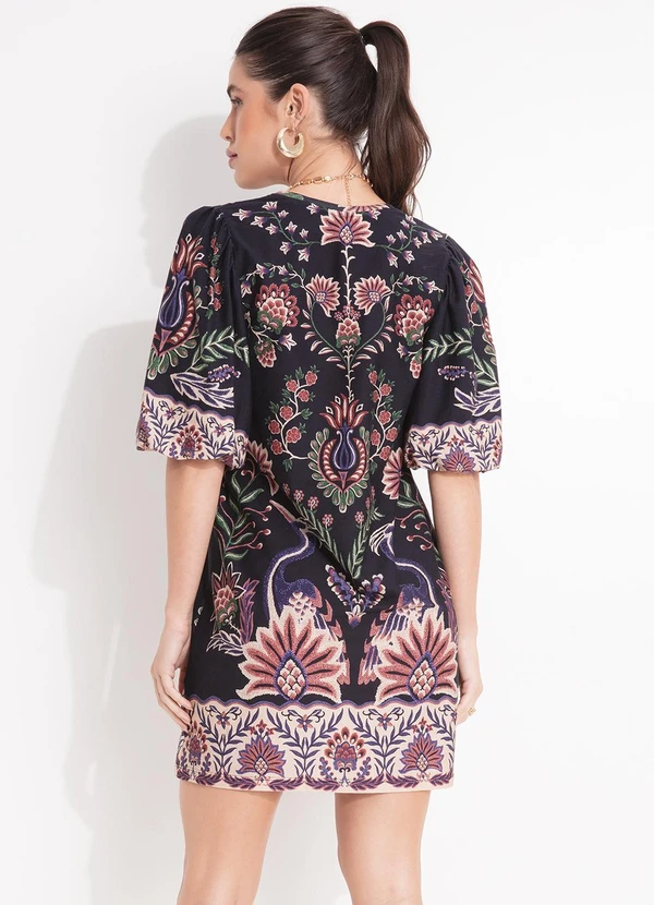 Farm - Vestido T-Shirt Mg Fofa Jardim Maravilhoso Preto 2