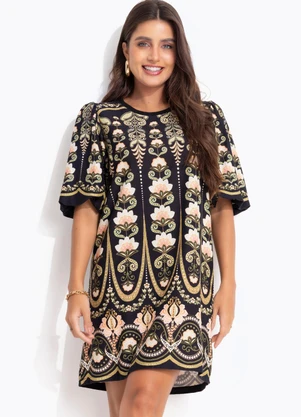 Farm - Vestido T-Shirt Mg Fofa Nikita Preto - FARM