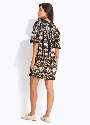 Farm - Vestido T-Shirt Mg Fofa Nikita Preto - FARM