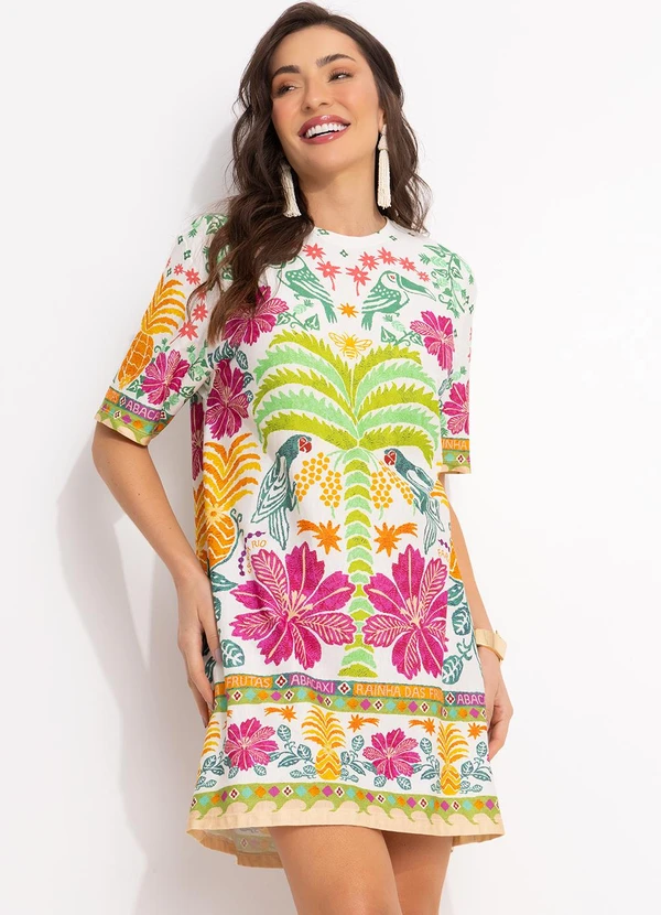 Farm - Vestido T-Shirt Off White 6