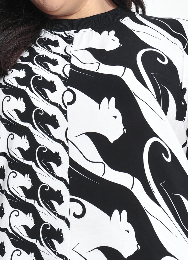 Farm - Vestido T-Shirt Panteras Preto 11