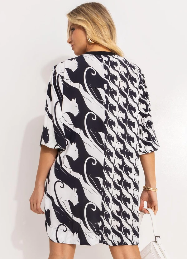 Farm - Vestido T-Shirt Panteras Preto 2