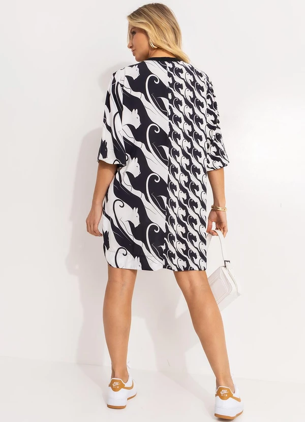 Farm - Vestido T-Shirt Panteras Preto 4