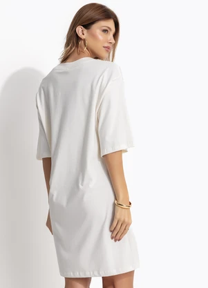Farm - Vestido T-Shirt Pilha de Pranchas Bege - FARM