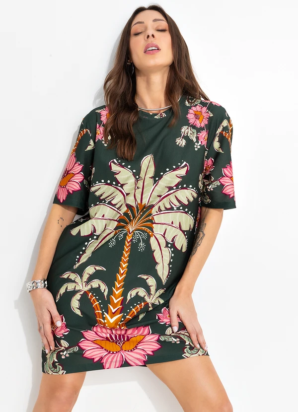 Farm - Vestido T-Shirt Ravenala Verde 5