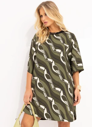 Farm - Vestido T-Shirt Tucano Gráfico Verde - FARM