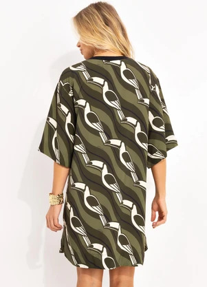 Farm - Vestido T-Shirt Tucano Gráfico Verde - FARM