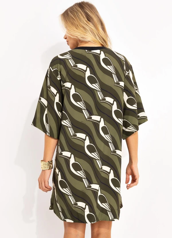 Farm - Vestido T-Shirt Tucano Gráfico Verde 2