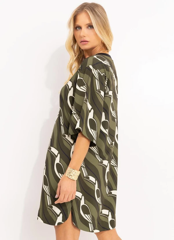 Farm - Vestido T-Shirt Tucano Gráfico Verde 6