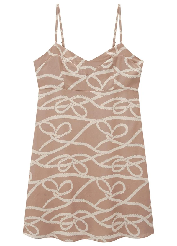 Enfim - Vestido Taupe Abstrato Evasê 2