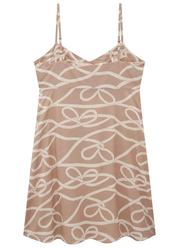 Enfim - Vestido Taupe Abstrato Evasê 3