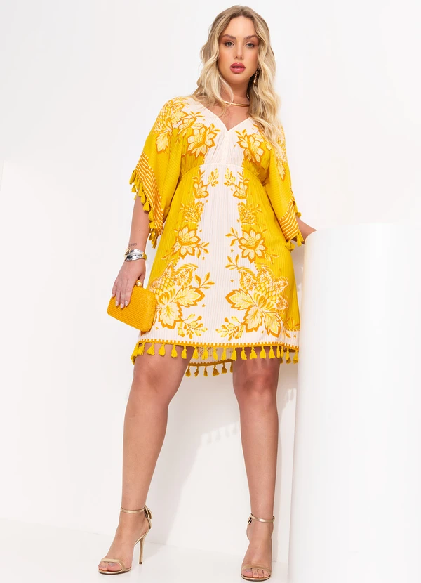 Farm - Vestido Tecido Aura Floral Amarelo 5