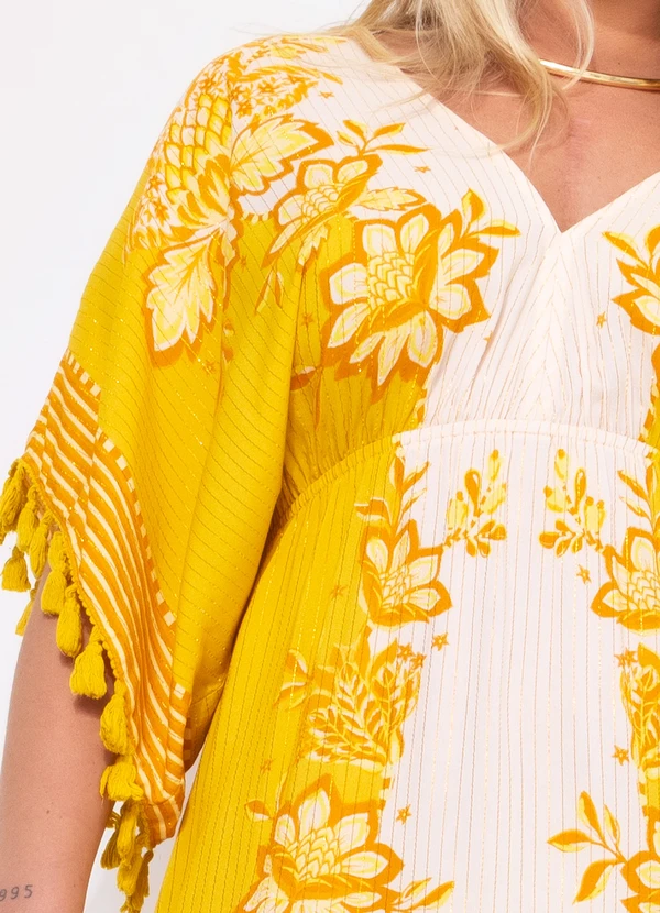 Farm - Vestido Tecido Aura Floral Amarelo 15
