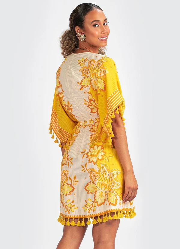 Farm - Vestido Tecido Aura Floral Amarelo 13