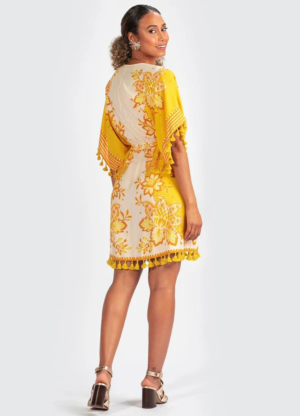 Farm - Vestido Tecido Aura Floral Amarelo 11