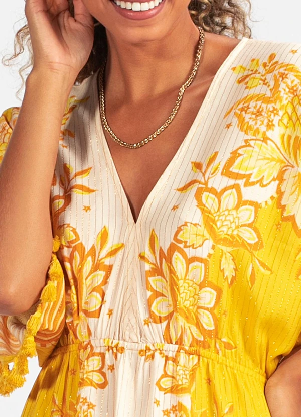 Farm - Vestido Tecido Aura Floral Amarelo 9