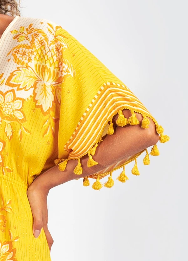 Farm - Vestido Tecido Aura Floral Amarelo 8