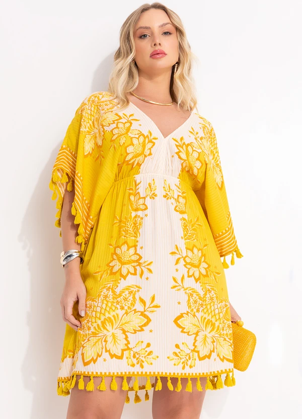 Farm - Vestido Tecido Aura Floral Amarelo 7