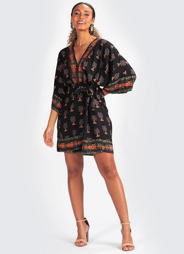 Farm - Vestido Tecido Beleza Tropical Preto 3